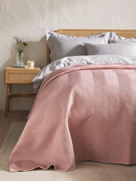 John Lewis Boutique Hotel Linear Quilted Bedspread - view 2, Rosa