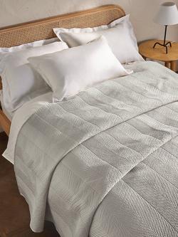 John Lewis Boutique Hotel Linear Quilted Bedspread - view 2, Cool Grey
