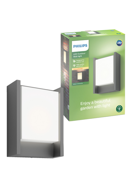 Philips Arbour LED Outdoor Wall Light, Anthracite, Anthracite