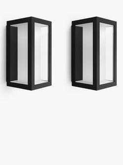 Philips Hue Impress Slim Outdoor Wall Light, Pack of Two, Black, Black