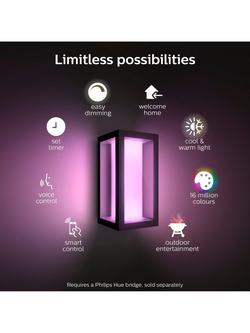 Philips Hue Impress Slim Outdoor Wall Light, Pack of Two, Black - view 2, Black