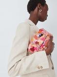 John Lewis Floral Beaded Flapover Bag, Pink/Multi