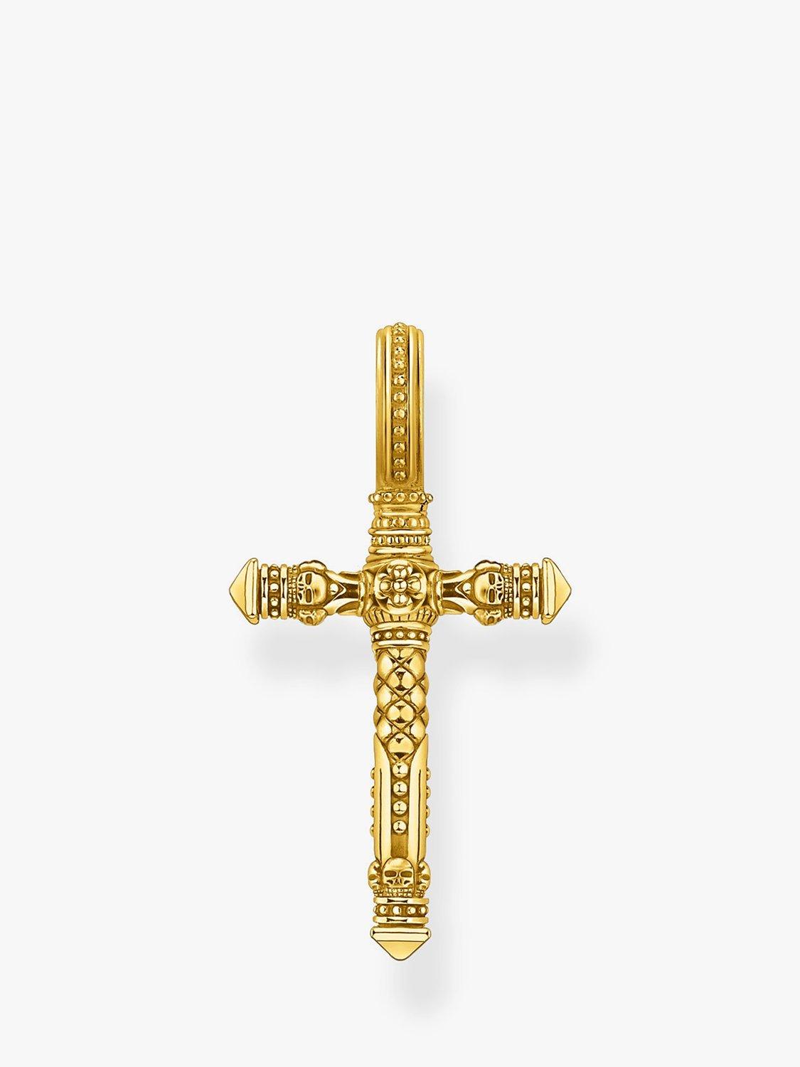 Product image 1 of 5, which shows THOMAS SABO Textured Cross Pendant, Gold