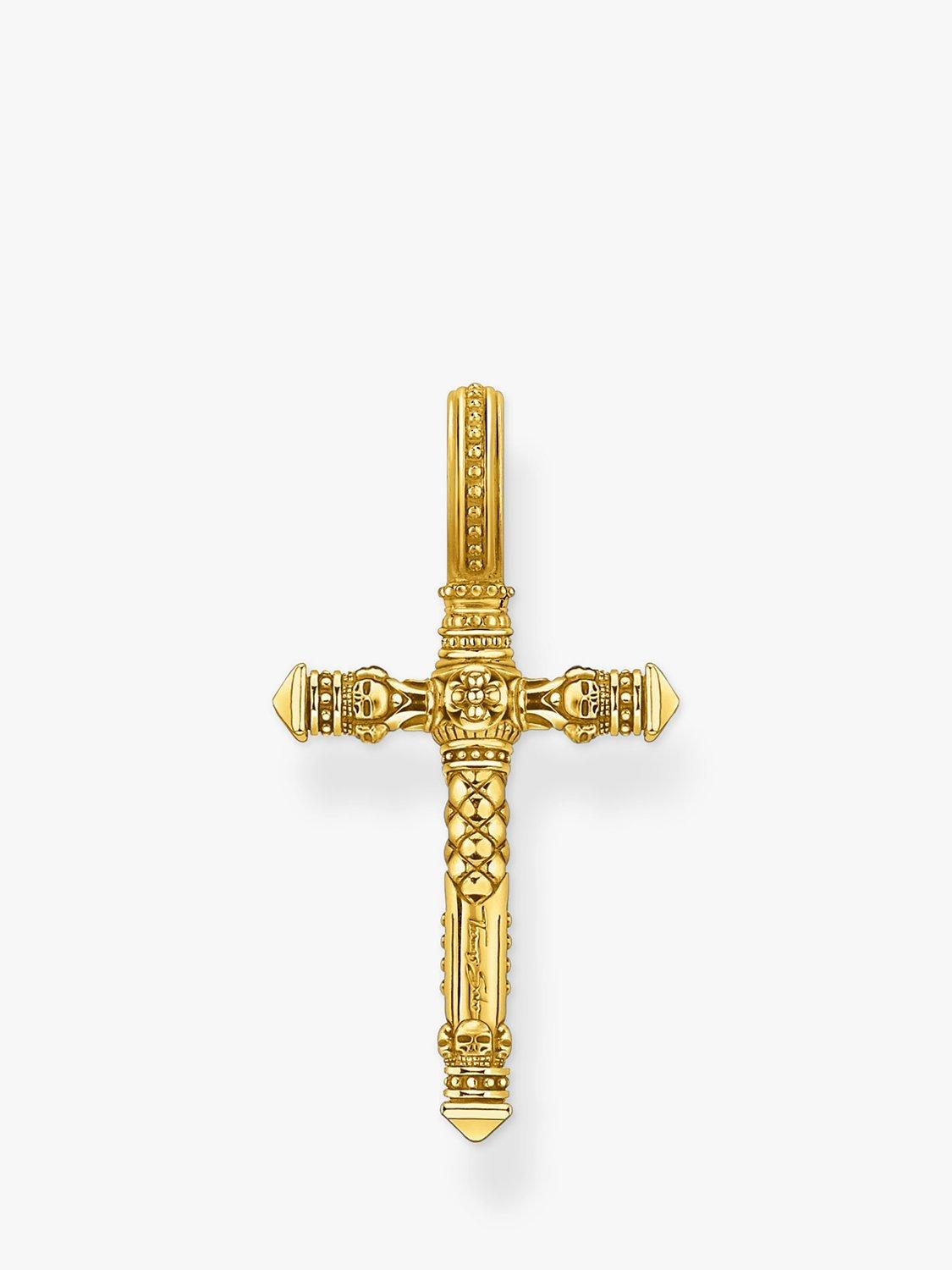 Product image 2 of 5, which shows THOMAS SABO Textured Cross Pendant, Gold