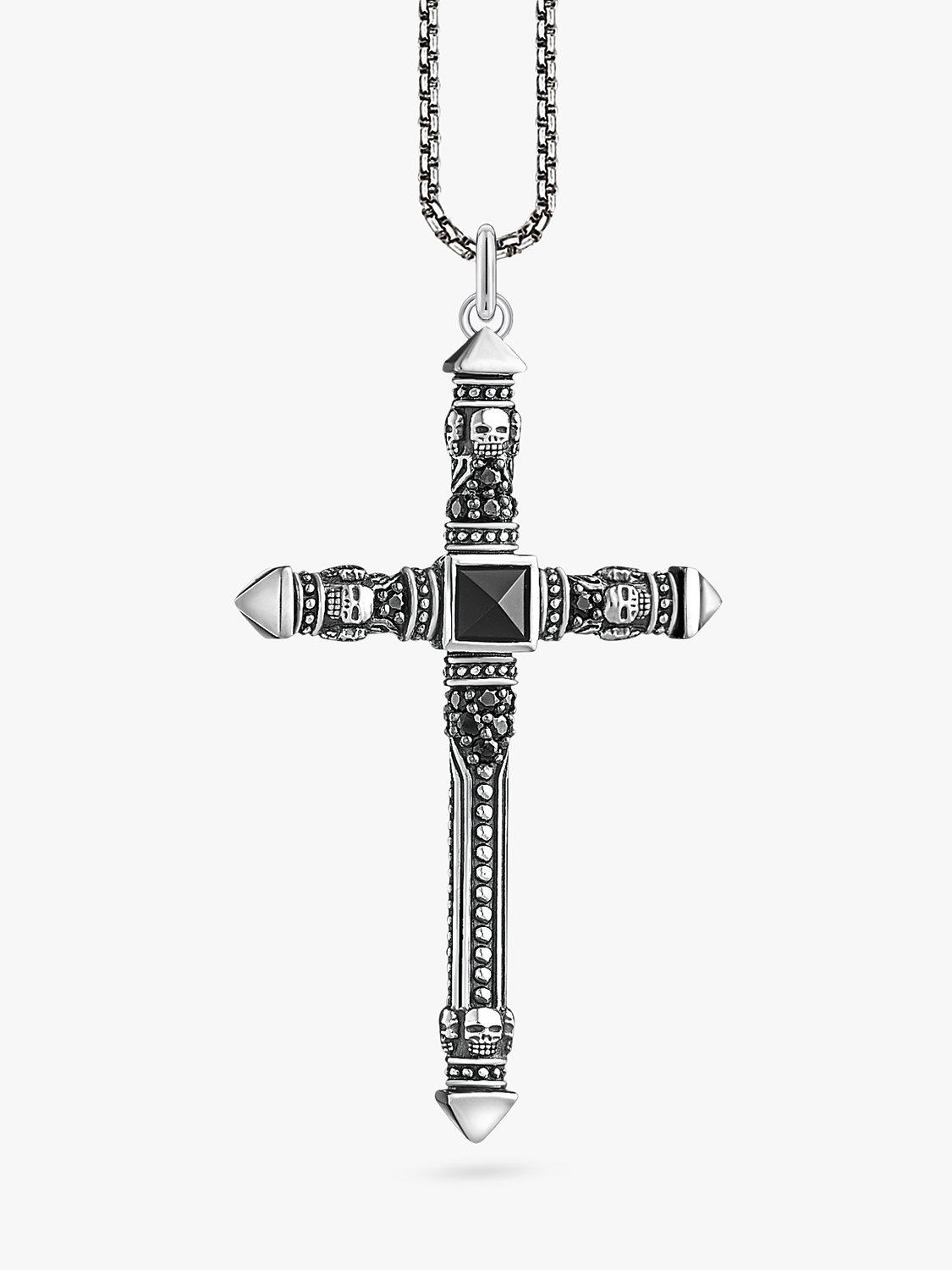 Product image 1 of 4, which shows THOMAS SABO Cross Skull Pendant Necklace, Silver