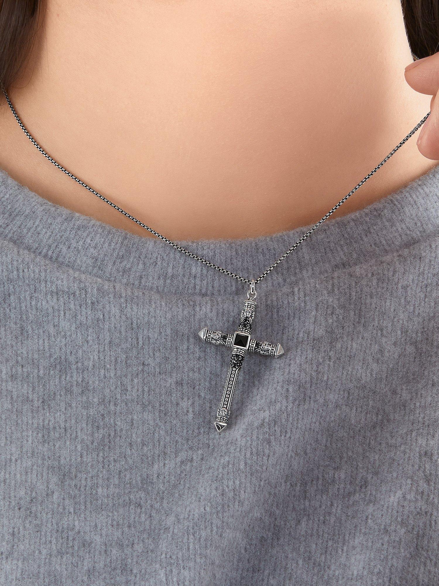 Product image 2 of 4, which shows THOMAS SABO Cross Skull Pendant Necklace, Silver