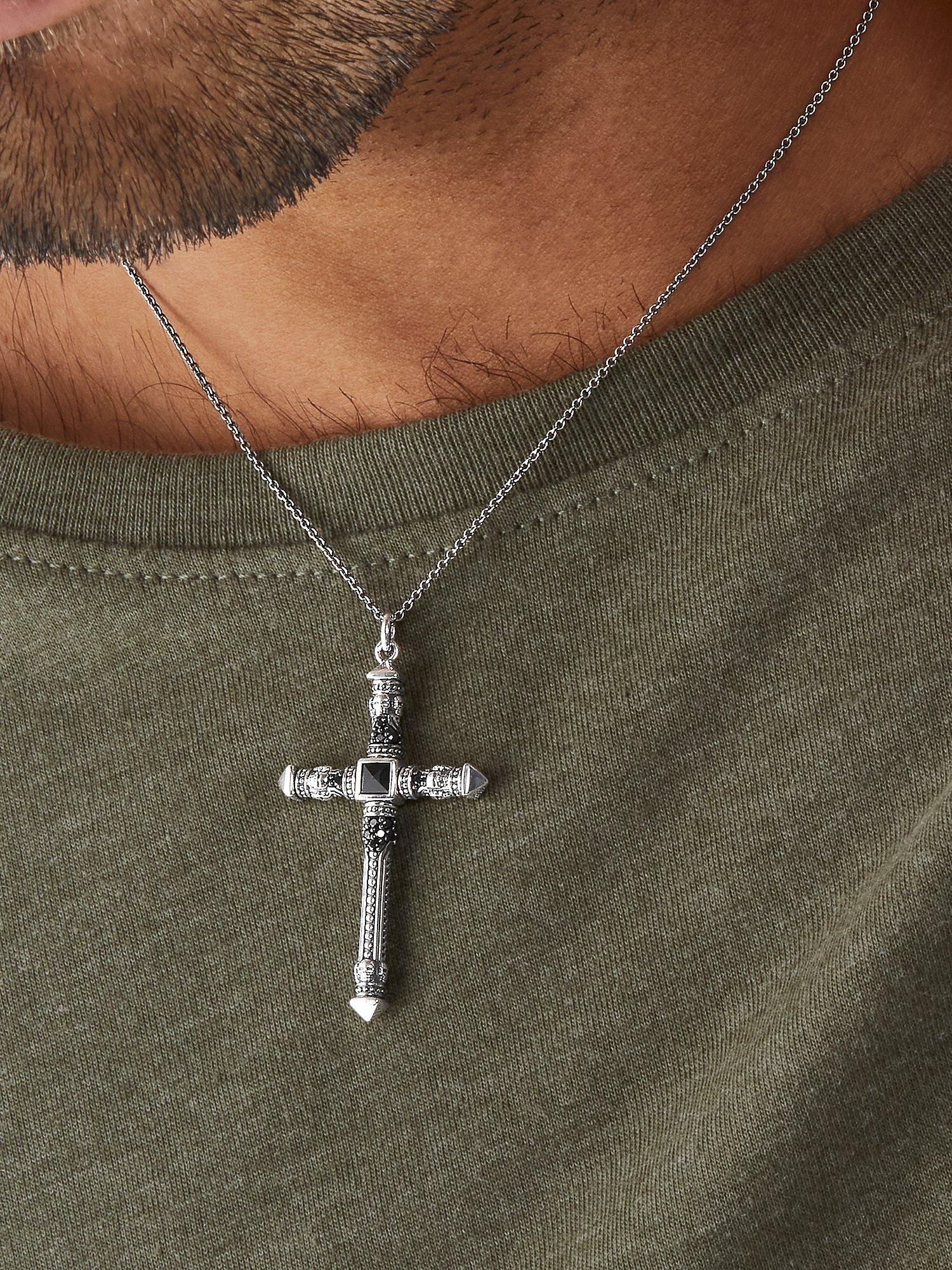 Product image 3 of 4, which shows THOMAS SABO Cross Skull Pendant Necklace, Silver