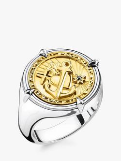 THOMAS SABO Unisex Lucky Charm Signet Ring, Silver/Gold, Silver/Gold