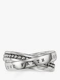 THOMAS SABO Men's Rebel At Heart Love, Faith & Hope Double Band Ring, Silver