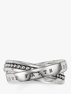 THOMAS SABO Men's Rebel At Heart Love, Faith & Hope Double Band Ring, Silver, Silver