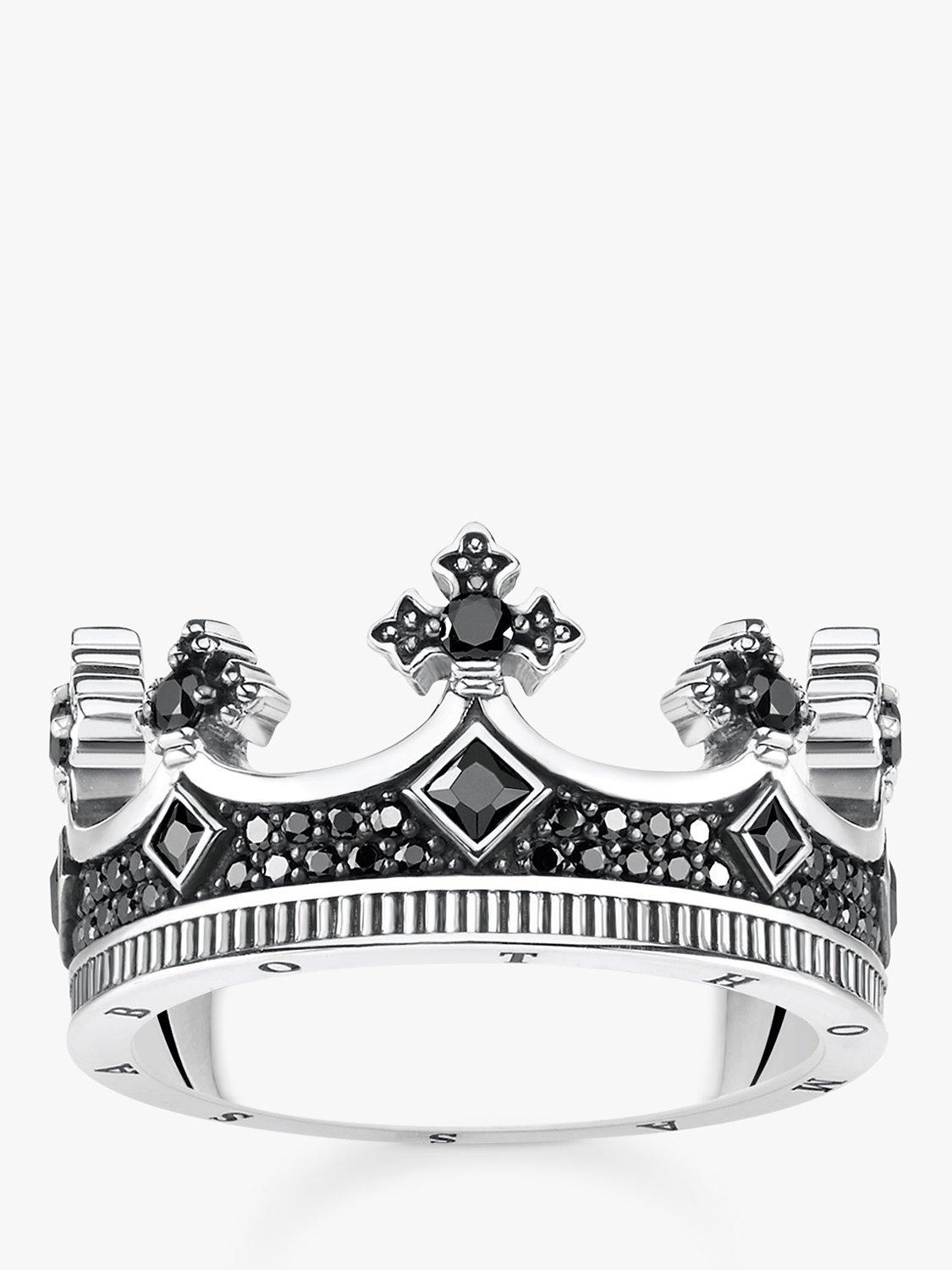 Product image 1 of 3, which shows THOMAS SABO Men's Zirconia Crown Ring, Silver, V