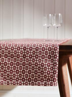 John Lewis Lisbon Cotton Table Runner, 200cm, Oxblood - view 2, Oxblood