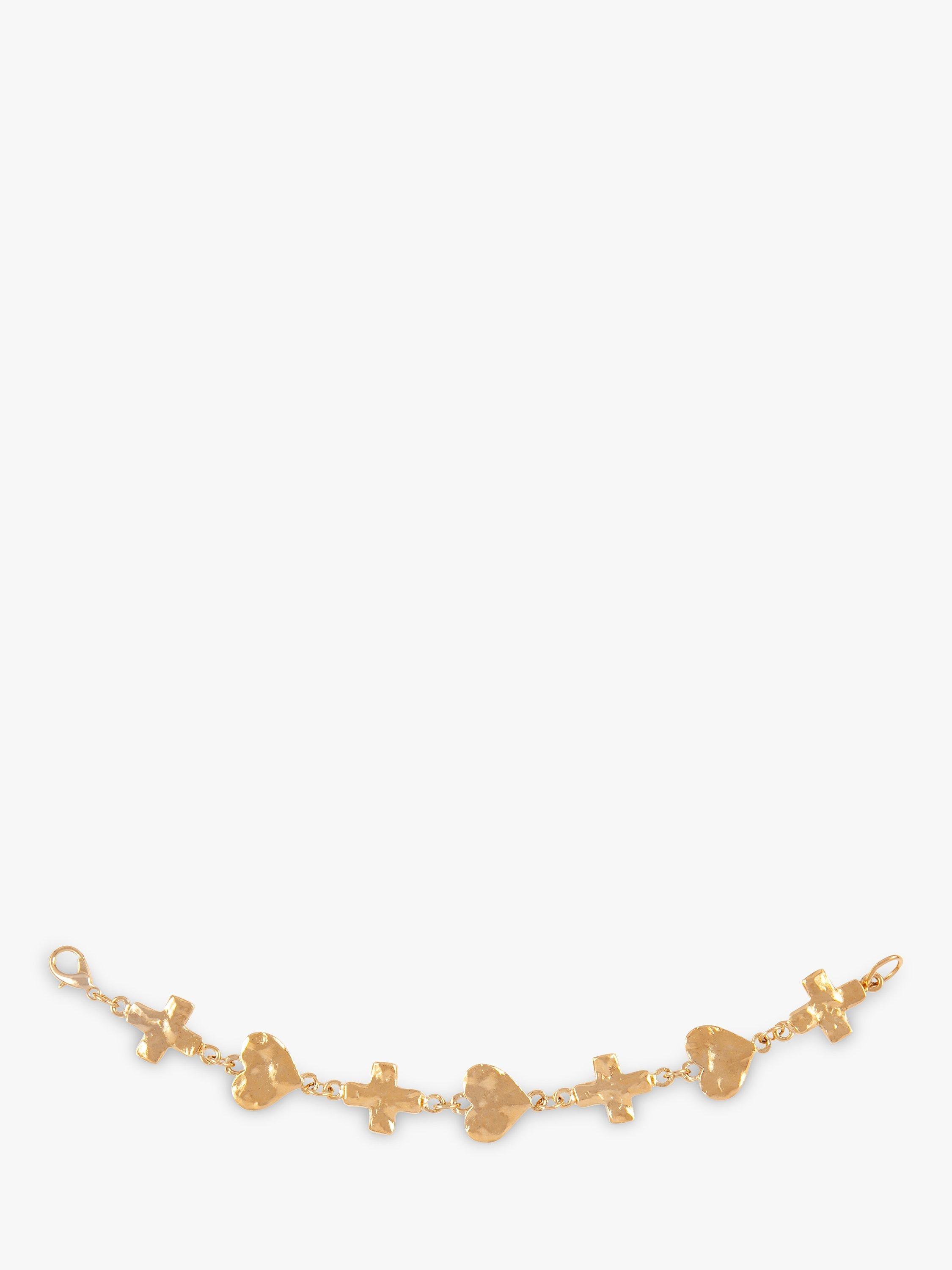 Product image 2 of 2, which shows Susan Caplan Pre-Loved Hammered Heart & Cross Bracelet, Dated Circa 1990s