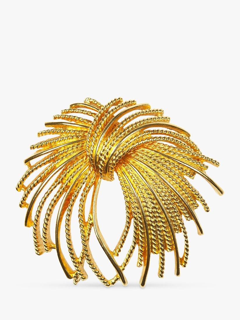 Product image 1 of 1, which shows Susan Caplan Pre-Loved Rediscovered Gold Plated Abstract Brooch, Gold, Dated Circa 1980s