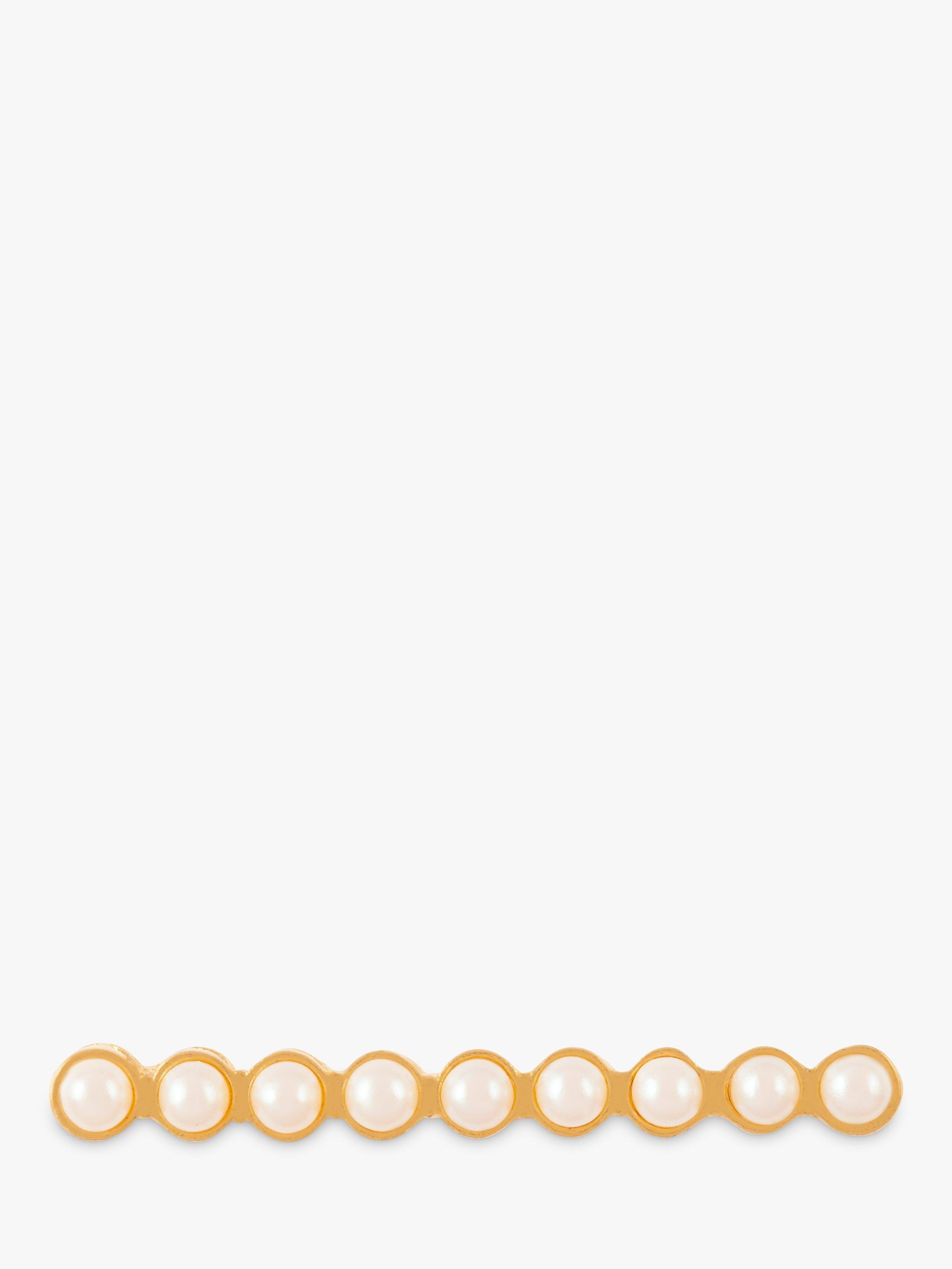 Product image 1 of 2, which shows Susan Caplan Pre-Loved Rediscovered Collection Faux Pearl Bar Brooch, Dated Circa 1980s