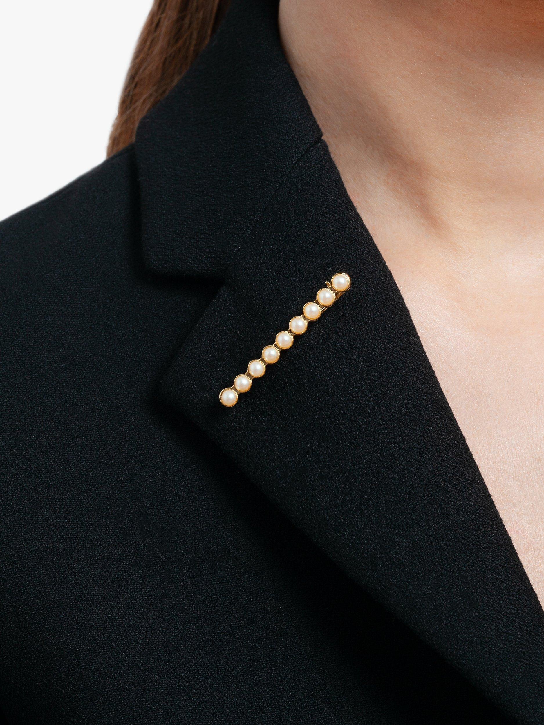 Product image 2 of 2, which shows Susan Caplan Pre-Loved Rediscovered Collection Faux Pearl Bar Brooch, Dated Circa 1980s