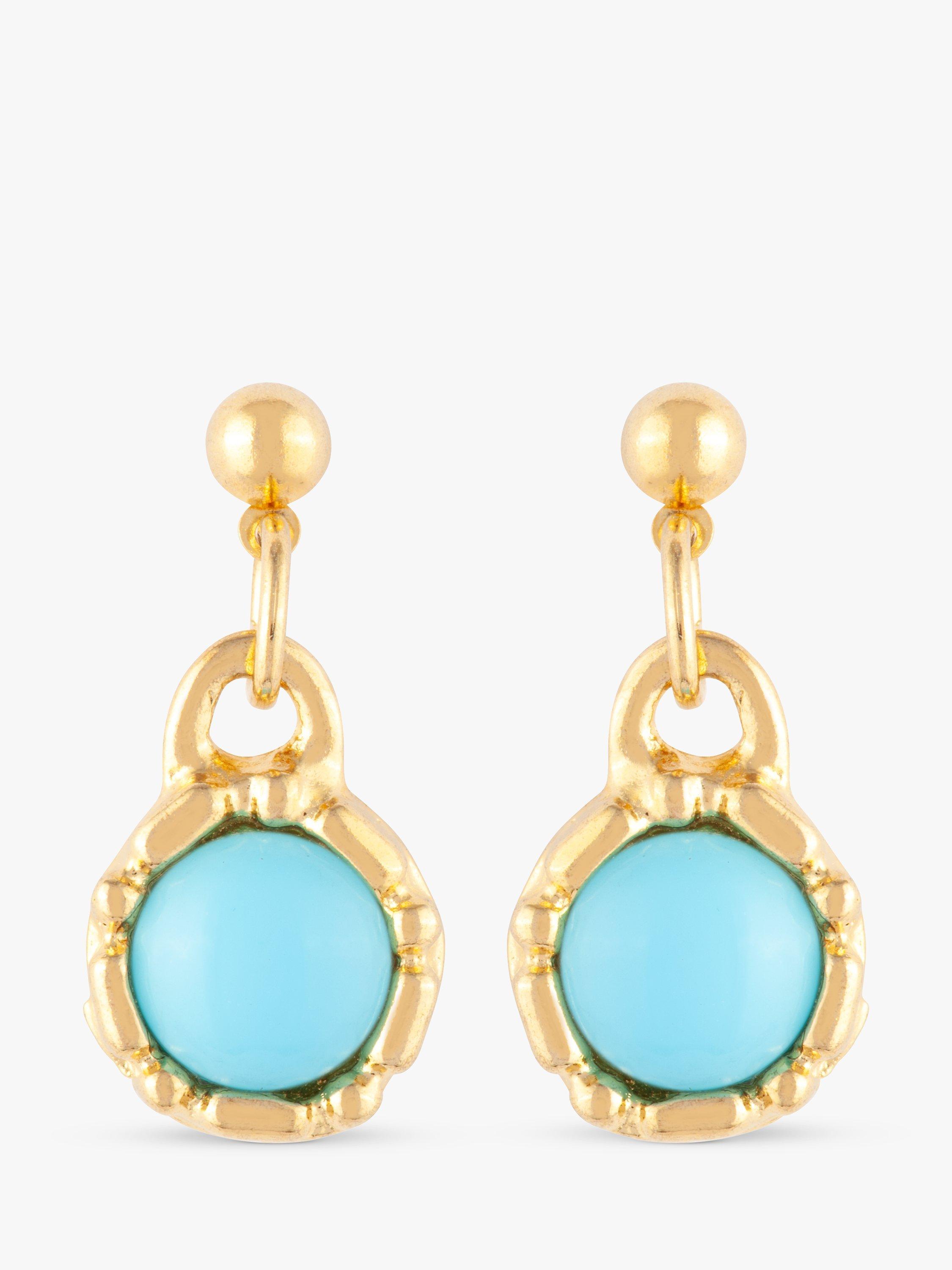 Susan Caplan Pre-Loved Rediscovered Collection Gold Plated Lucite Round Drop Earrings, Gold/Aqua