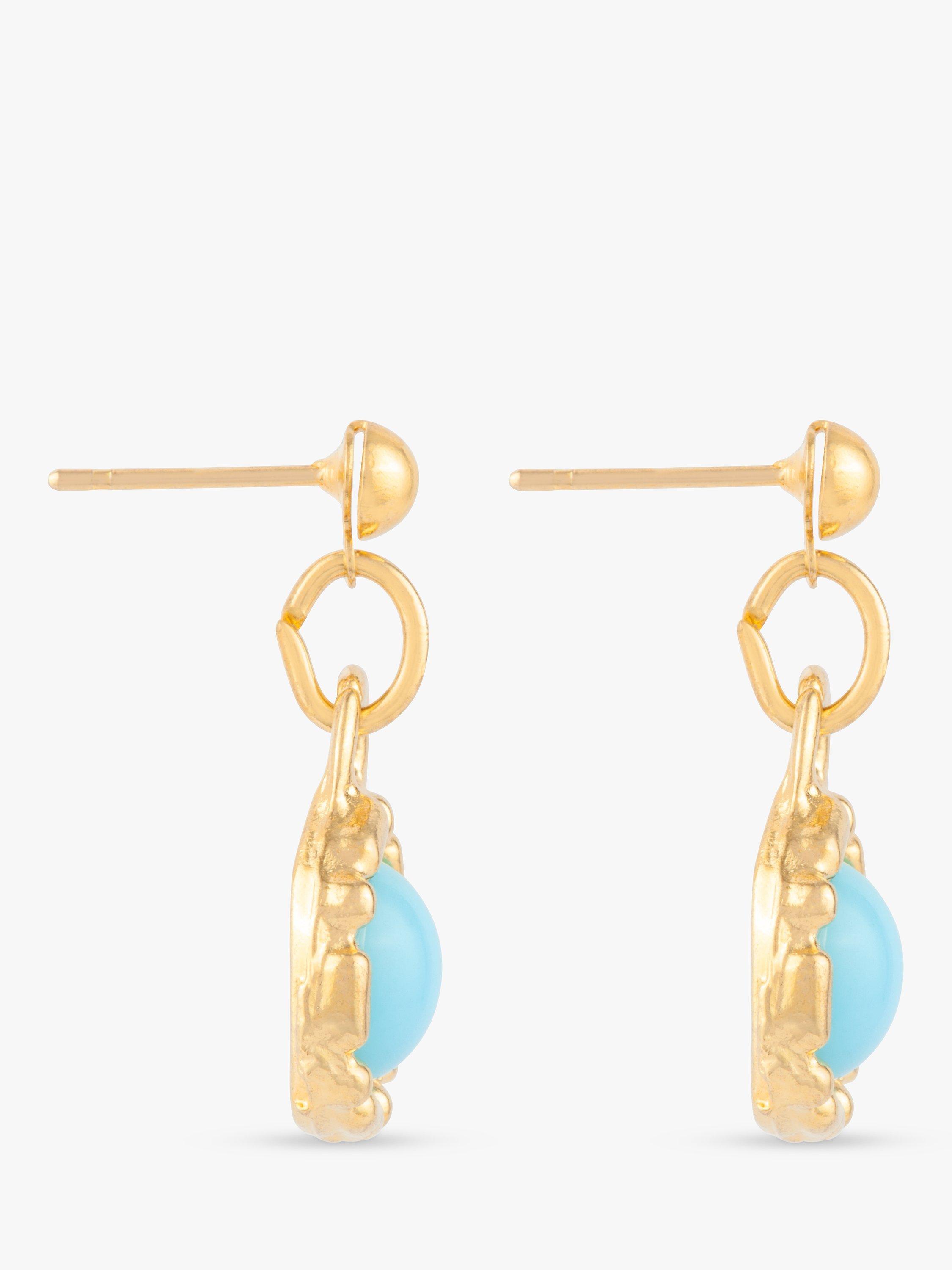 Susan Caplan Pre-Loved Rediscovered Collection Gold Plated Lucite Round Drop Earrings, Gold/Aqua