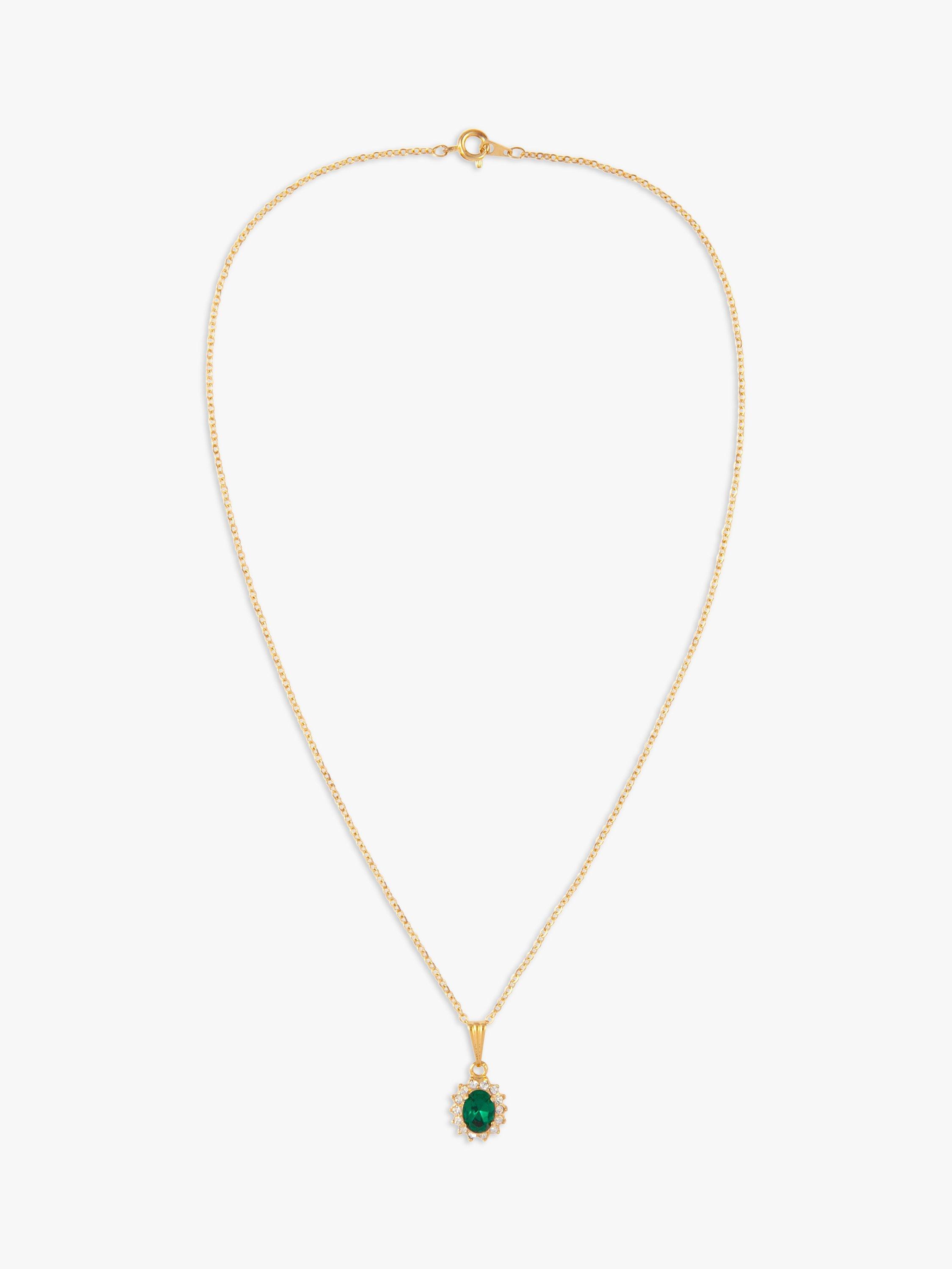 Product image 1 of 2, which shows Susan Caplan Pre-Loved Gold Plated Swarovski Crystal Oval Pendant Necklace, Gold/Green