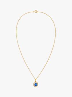 Susan Caplan Pre-Loved Rediscovered Collection Gold Plated Swarovski Crystal Oval Pendant Necklace, Gold/Blue, Gold/Blue