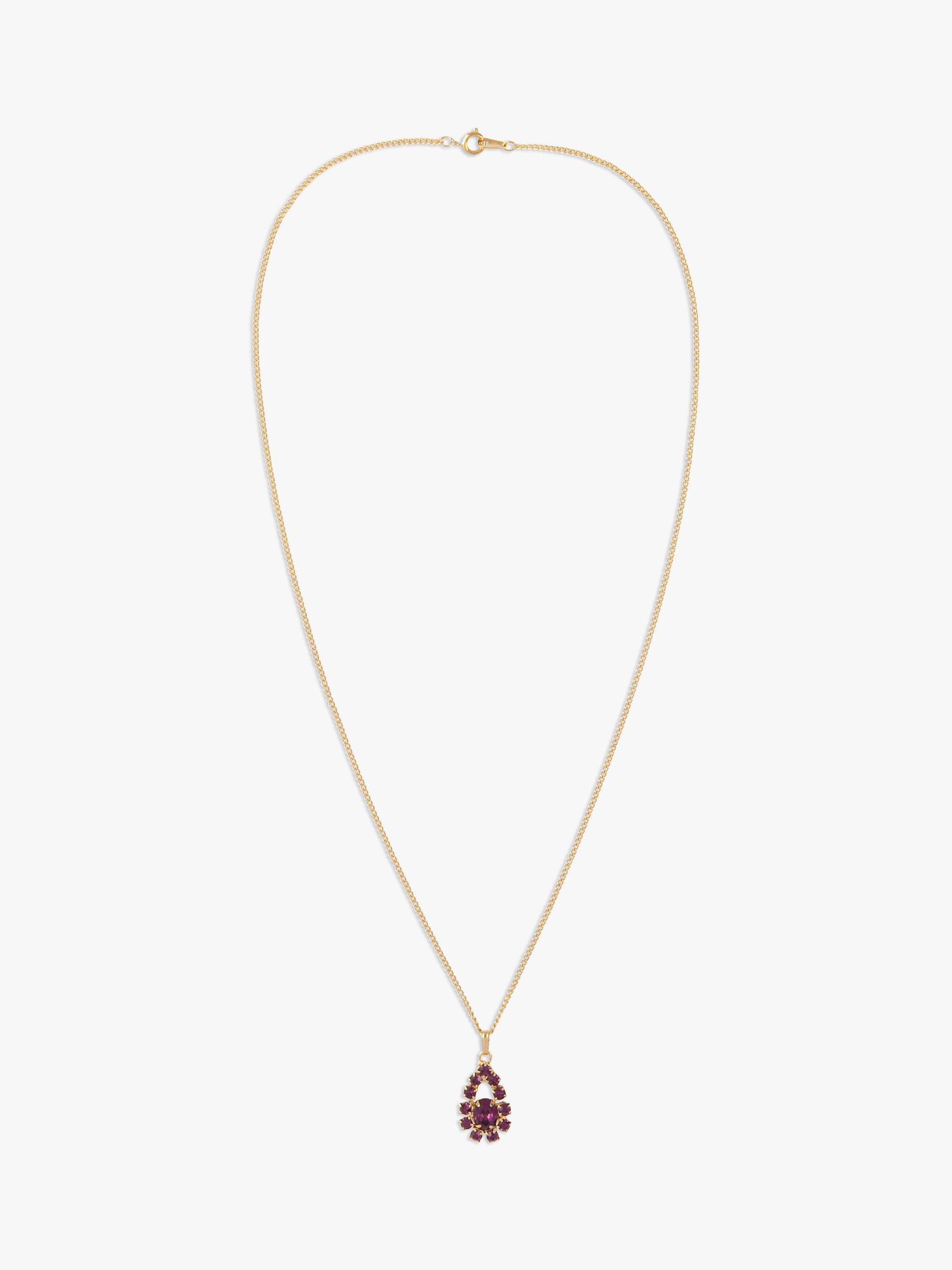 Product image 1 of 1, which shows Susan Caplan Pre-Loved Rediscovered Collection Gold Plated Swarovski Crystal Teardrop Pendant Necklace, Gold/Red