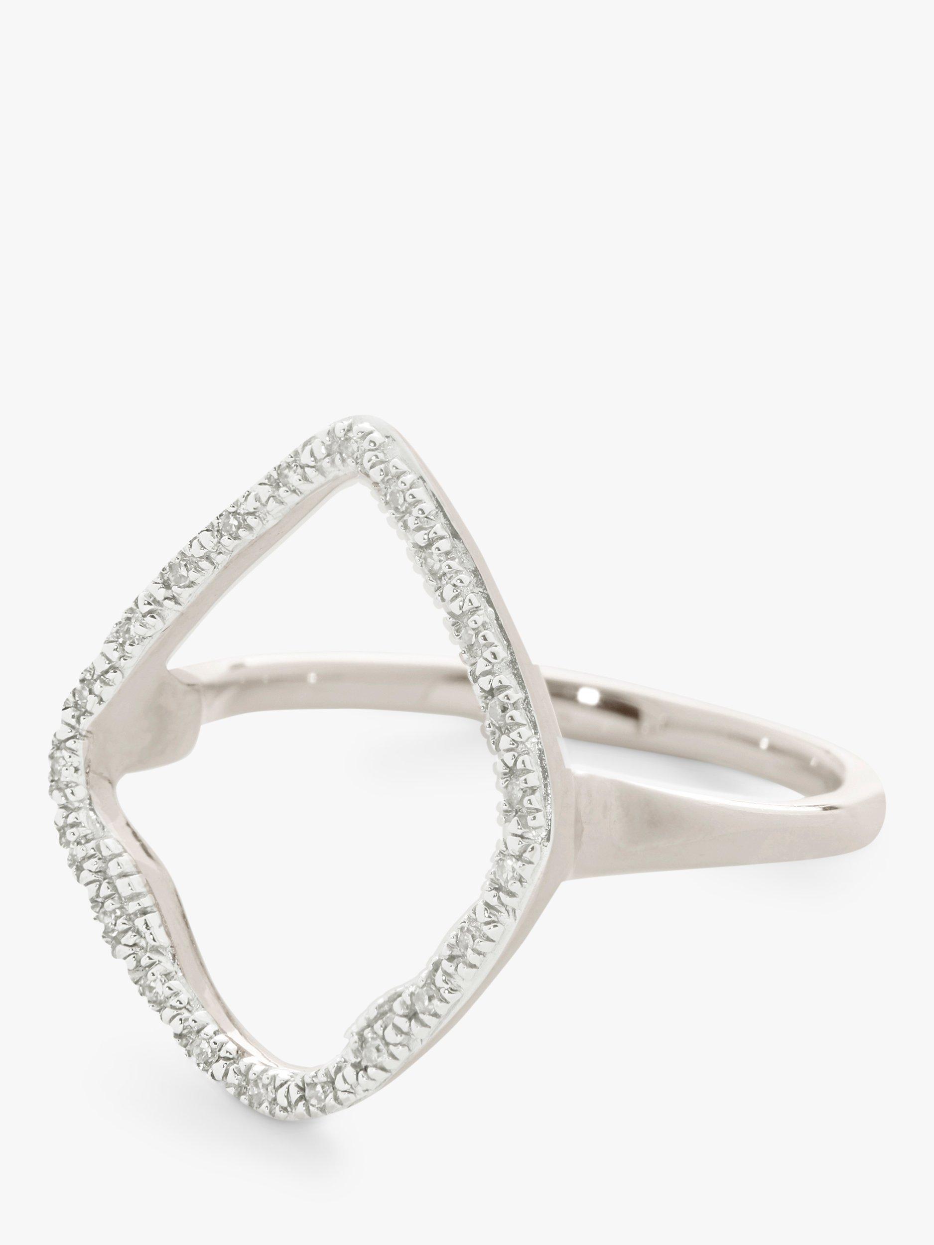 Product image 2 of 4, which shows Monica Vinader Riva Diamond Kite Ring, Silver