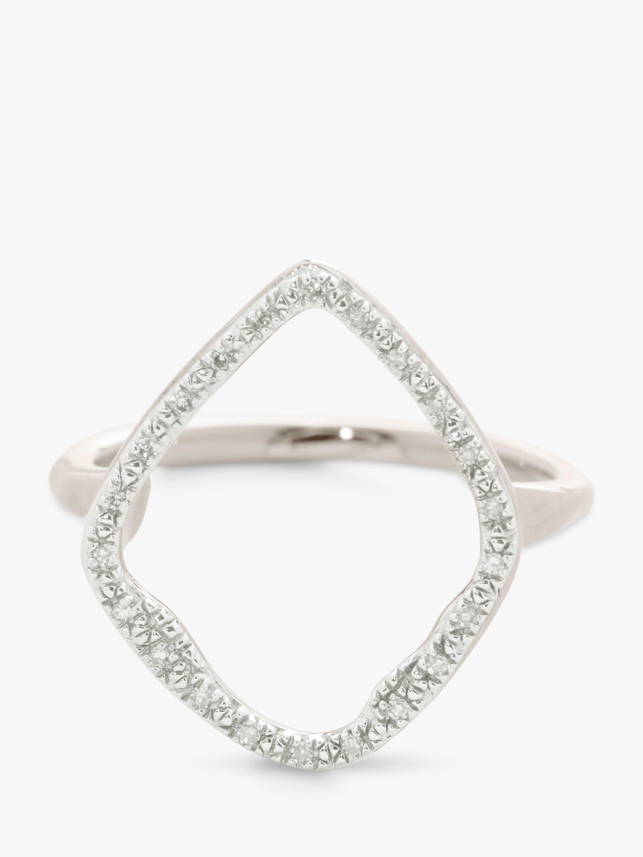 Product image 1 of 4, which shows Monica Vinader Riva Diamond Kite Ring, Silver