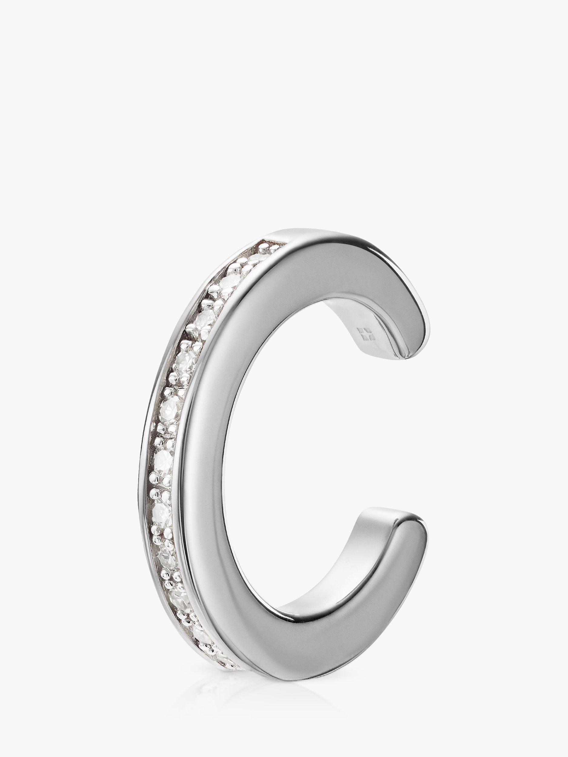 Product image 1 of 4, which shows Monica Vinader Skinny Diamond Ear Cuff, Silver
