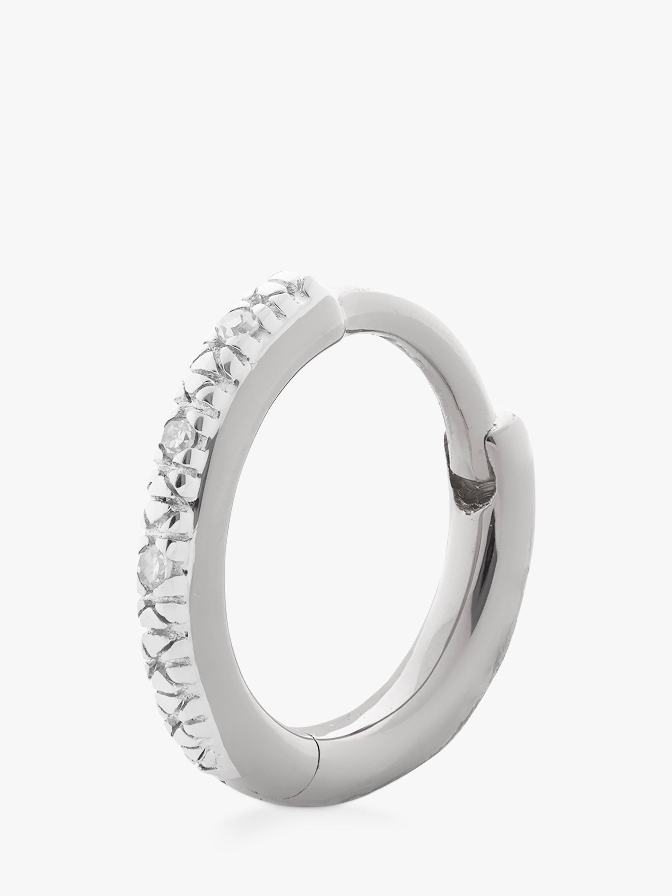 Product image 1 of 4, which shows Monica Vinader Diamond Single Huggi Earring, Silver