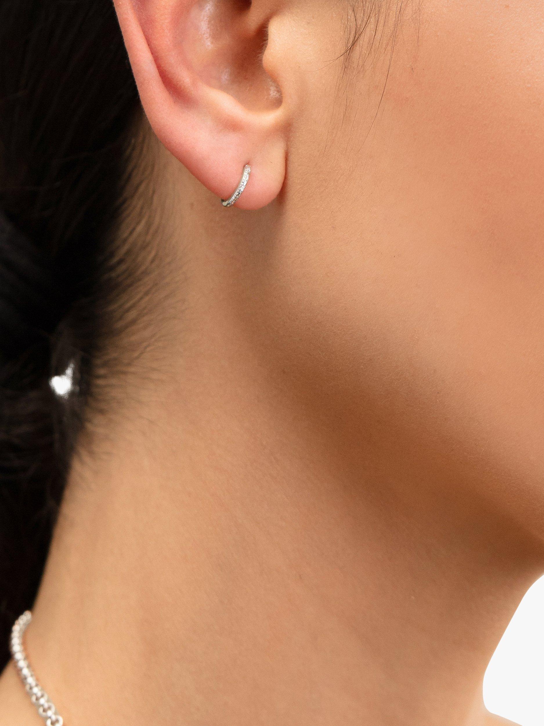Product image 3 of 4, which shows Monica Vinader Diamond Single Huggi Earring, Silver