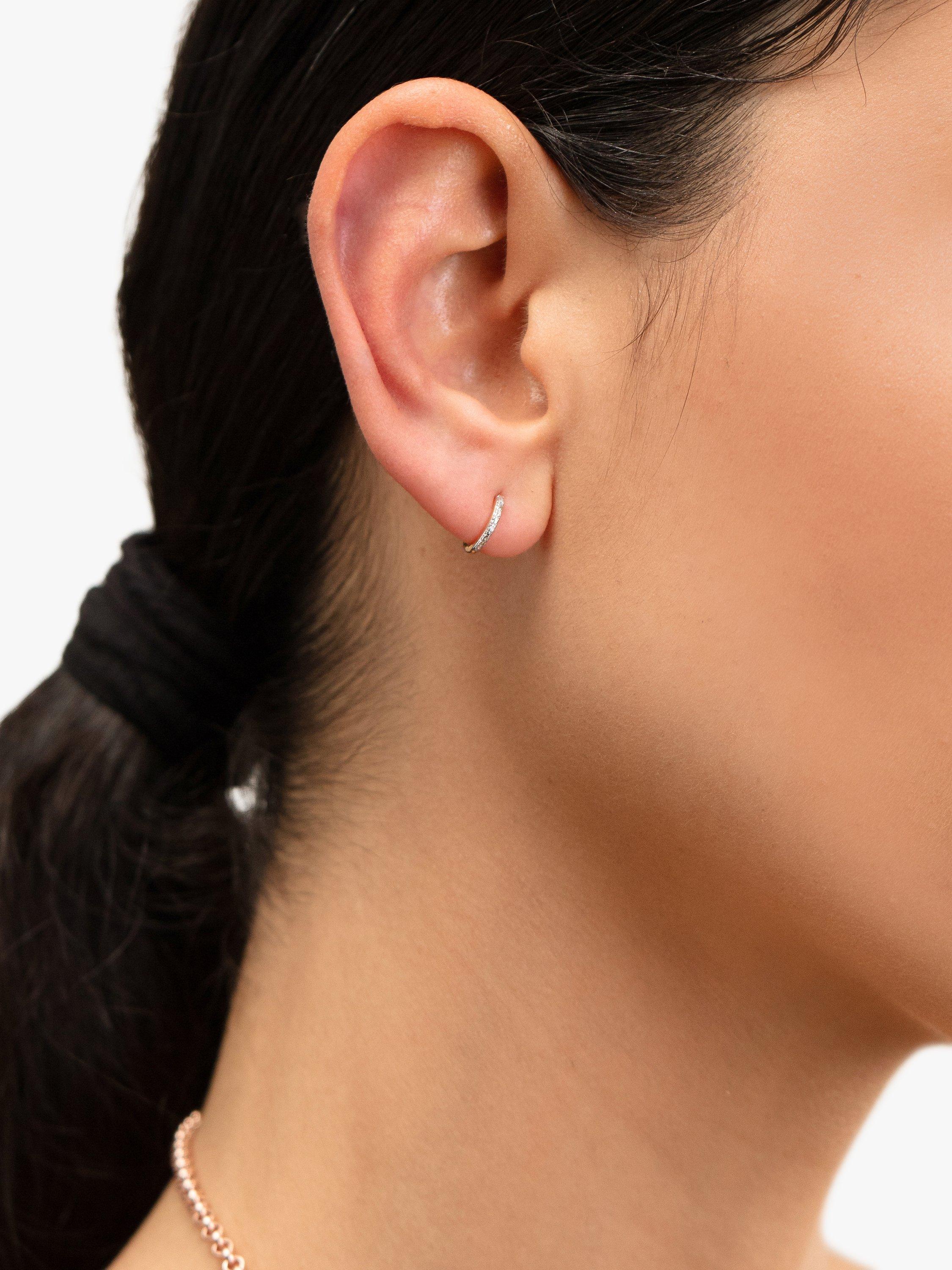 Product image 3 of 4, which shows Monica Vinader Riva Diamond Single Earring, Rose Gold