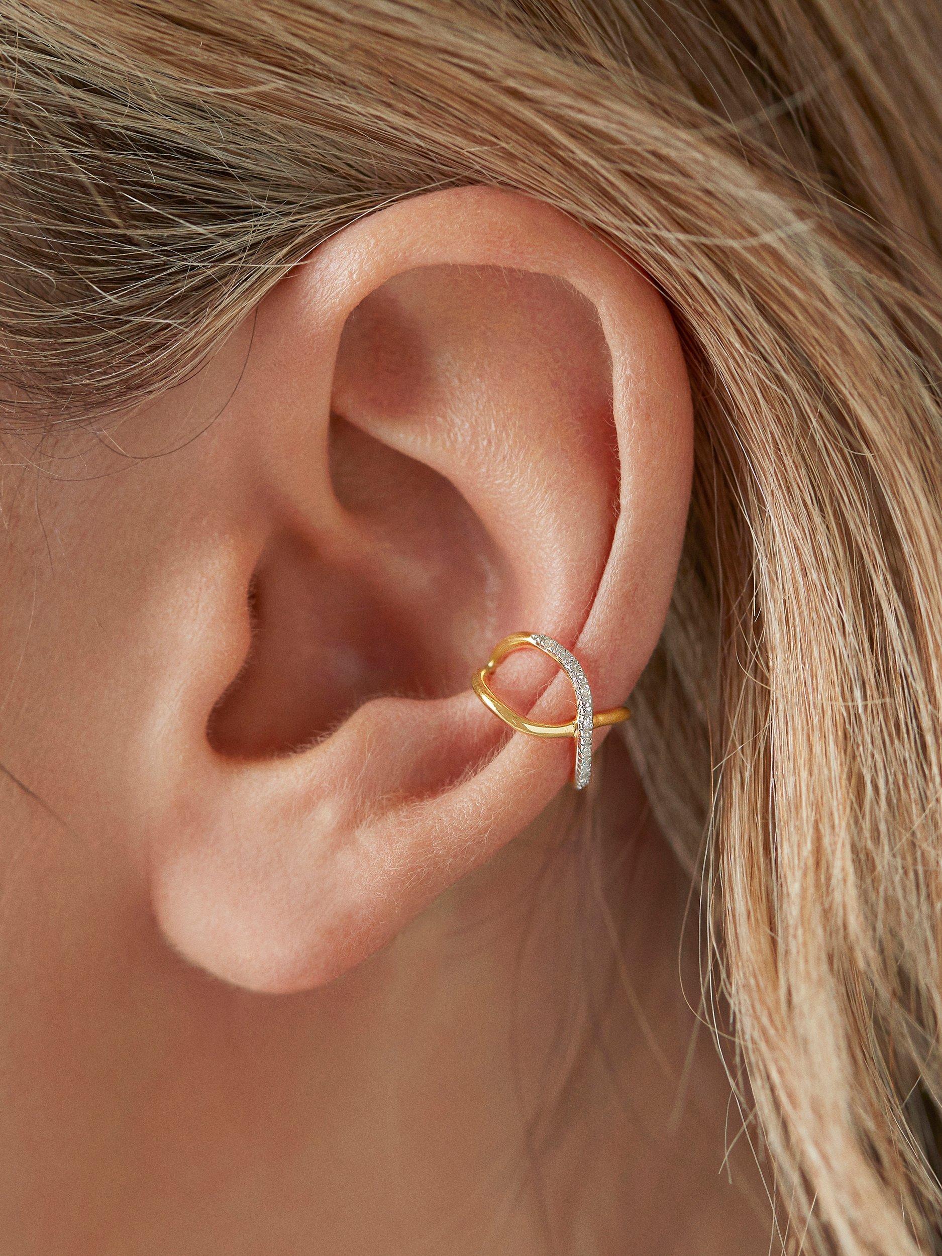 Product image 3 of 4, which shows Monica Vinader Riva Diamond Ear Cuff, Gold