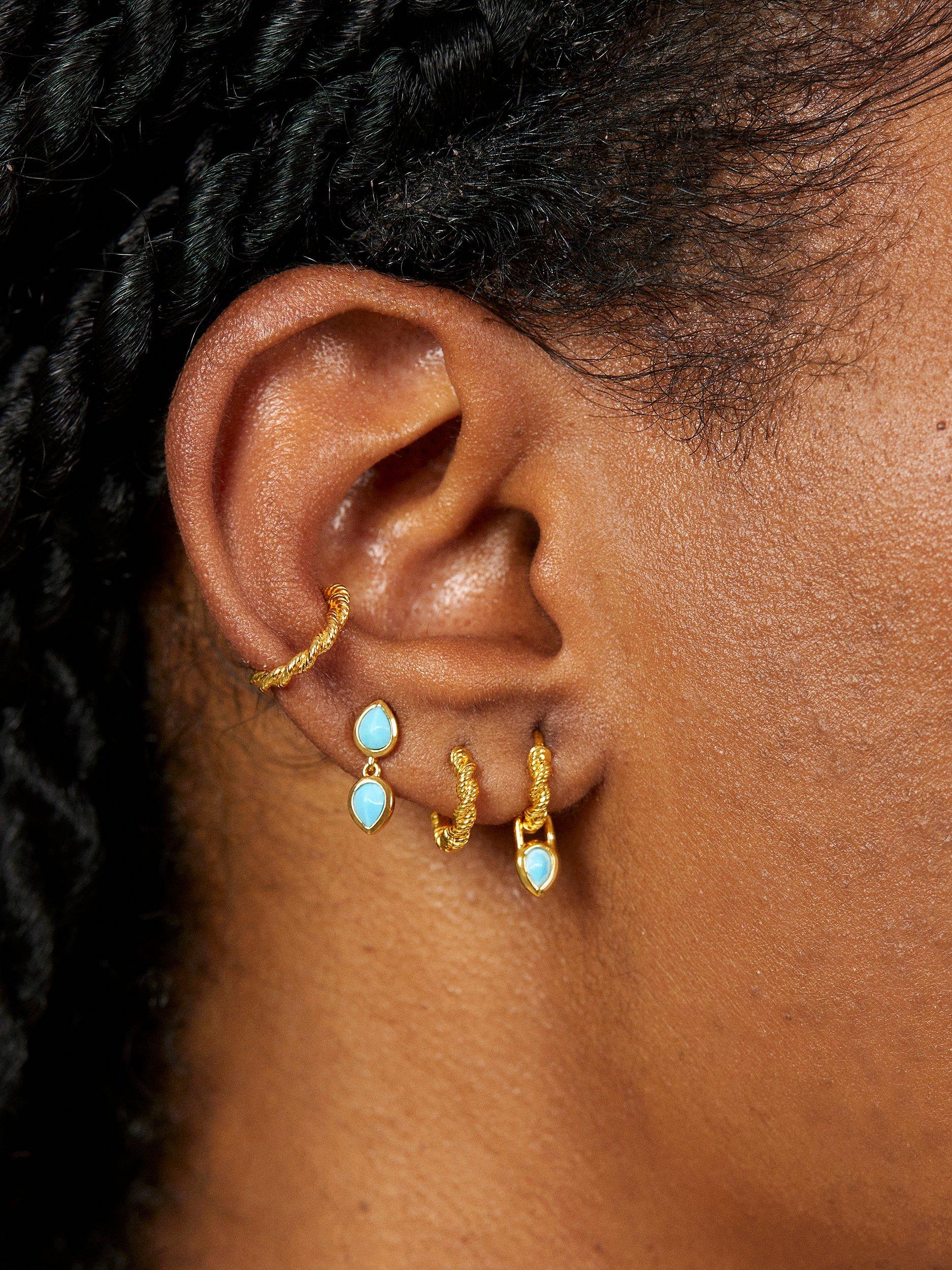 Product image 3 of 4, which shows Monica Vinader Teardrop Stud Single Earring, Gold