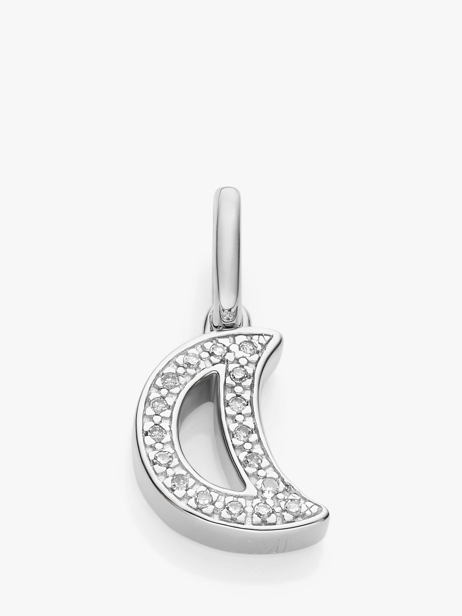 Product image 1 of 2, which shows Monica Vinader Alphabet Moon Diamond Charm, Silver