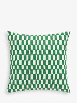 John Lewis Check Board Cushion, Jadeite