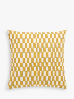 John Lewis Check Board Cushion, Buttercup