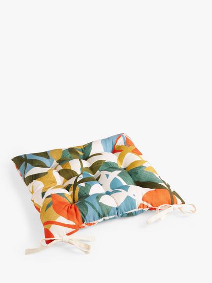 John Lewis Orangery Leaf Seat Pad, Multi - view 2, Multi