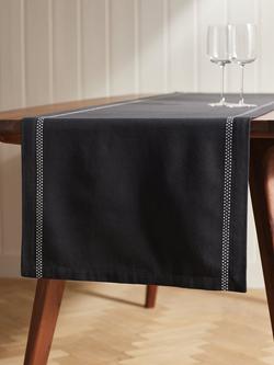 John Lewis Lisbon Border Table Runner, 200cm, Charcoal - view 2, Grey Charcoal