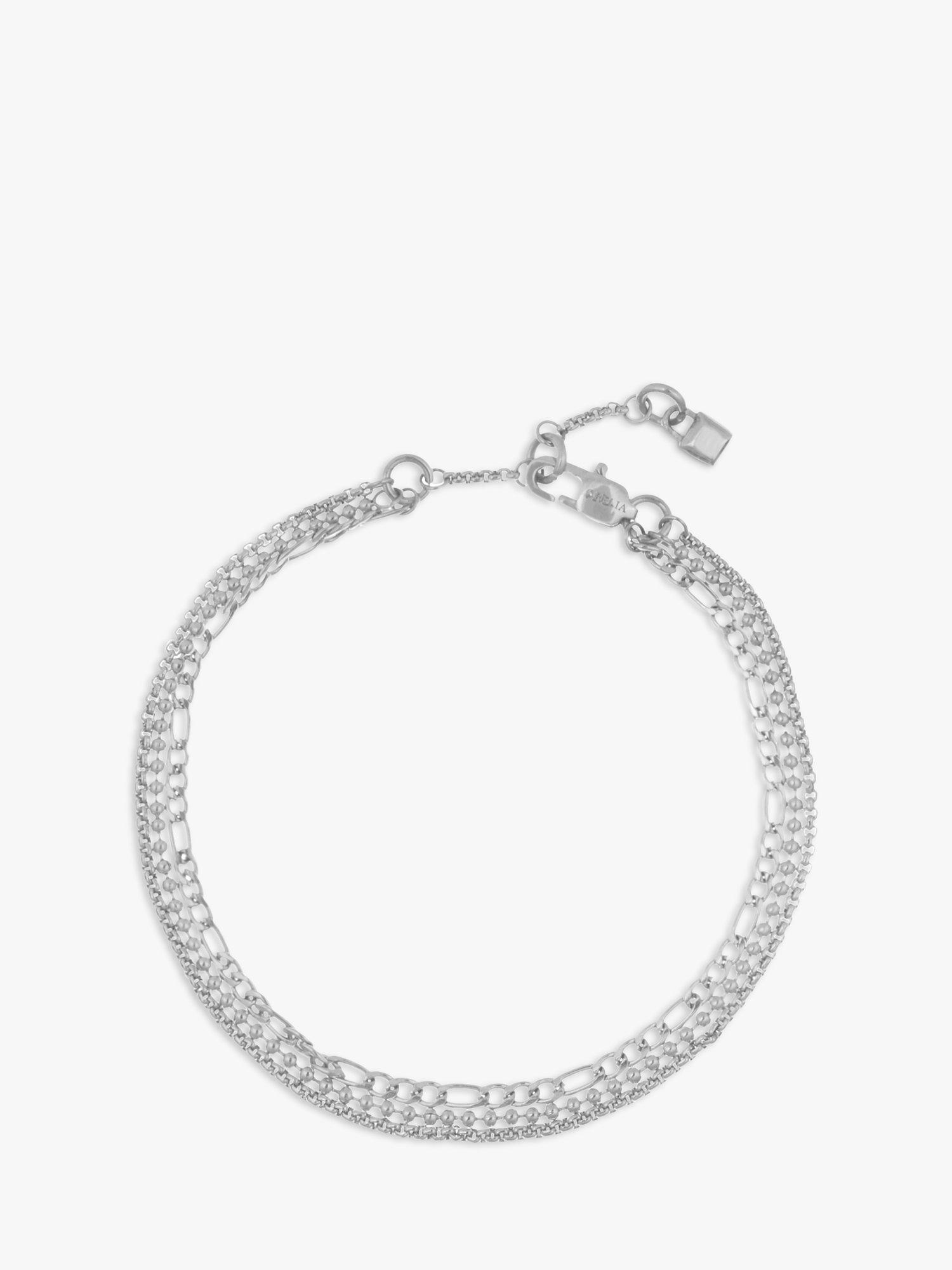 Orelia LUXE Multi Row Layering Chain Bracelet, Silver