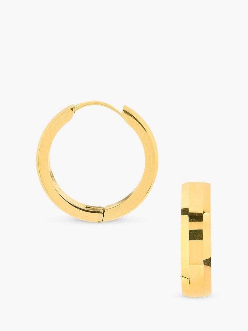Orelia Luxe Bevelled Edge Mid Size Hoop Earrings, Gold