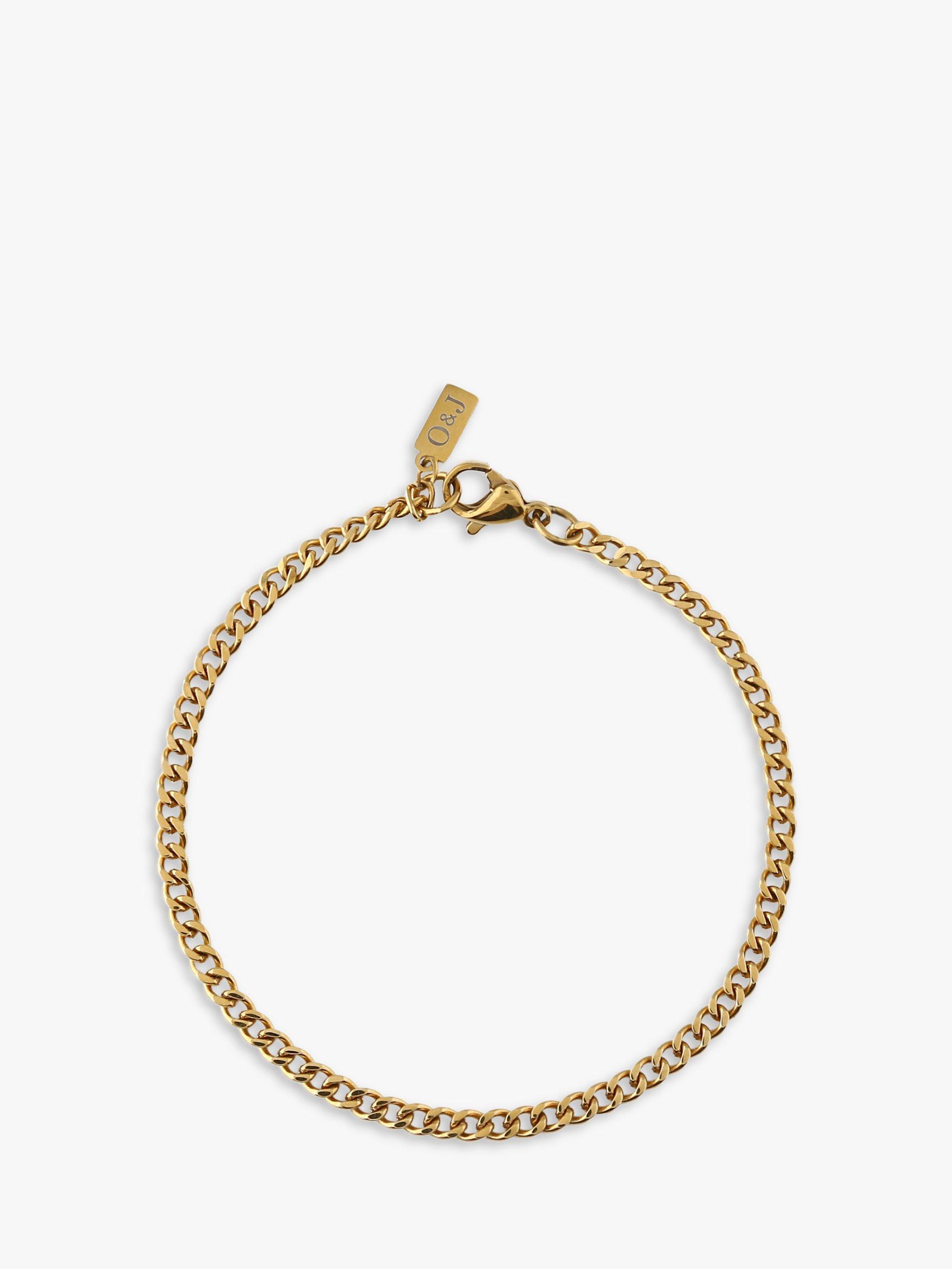 Product image 1 of 2, which shows Orelia Fine Curb Chain Bracelet, Gold