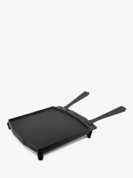 Ooni Outdoor Oven Dual Sided Cast Iron Grizzler Plate & Stainless Steel Trivet, Black
