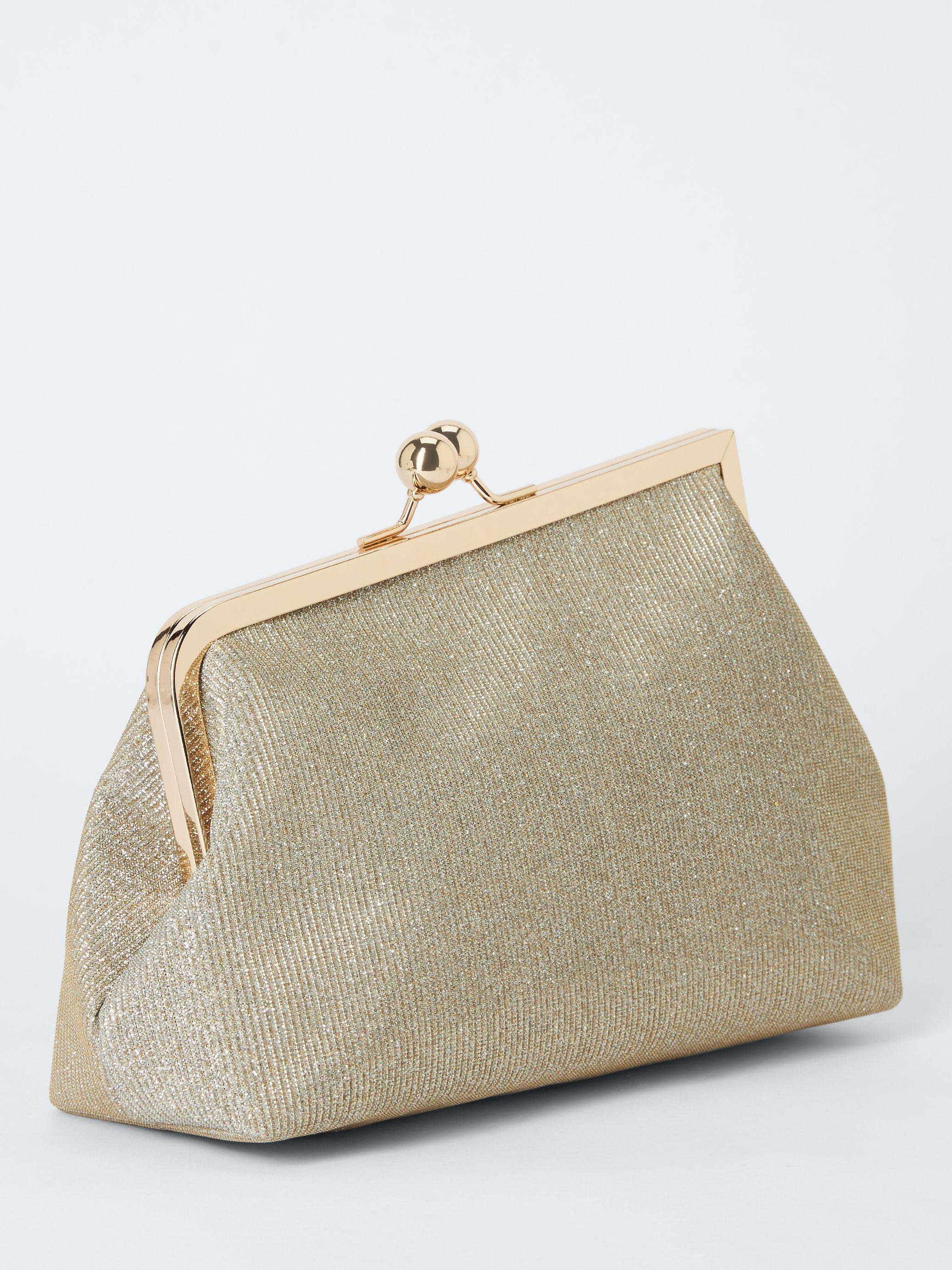 Product image 3 of 6, which shows John Lewis Asymmetrical Clutch Bag, Gold