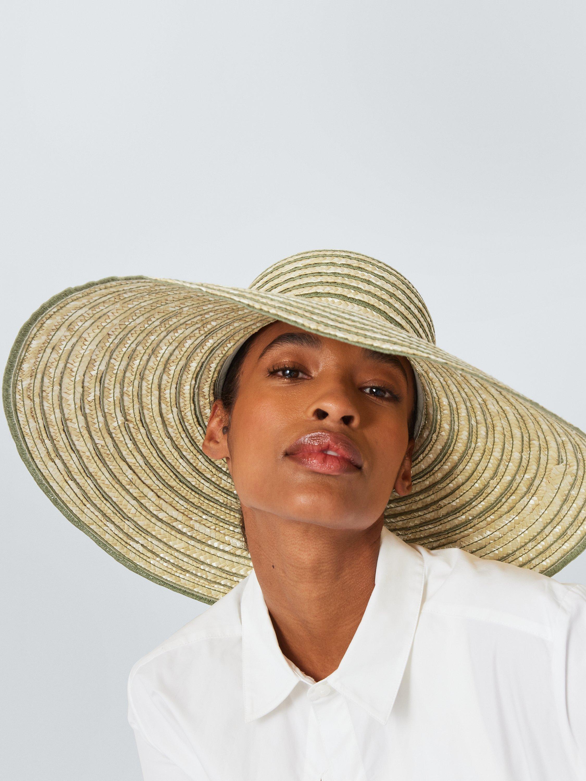 John Lewis Pinstripe Wide Brim Hat Natural