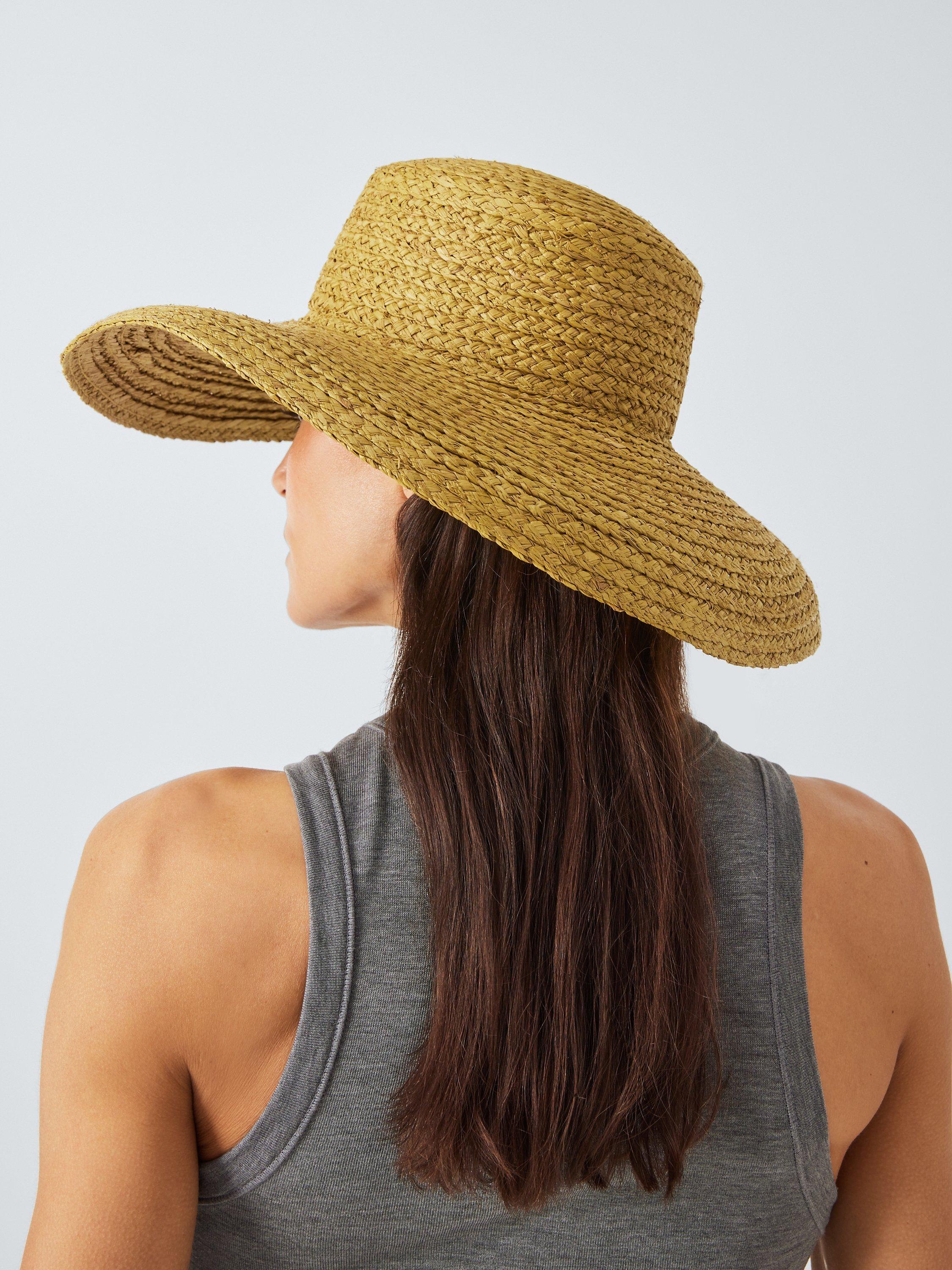 John Lewis Straw Raffia Downturn Hat, Green