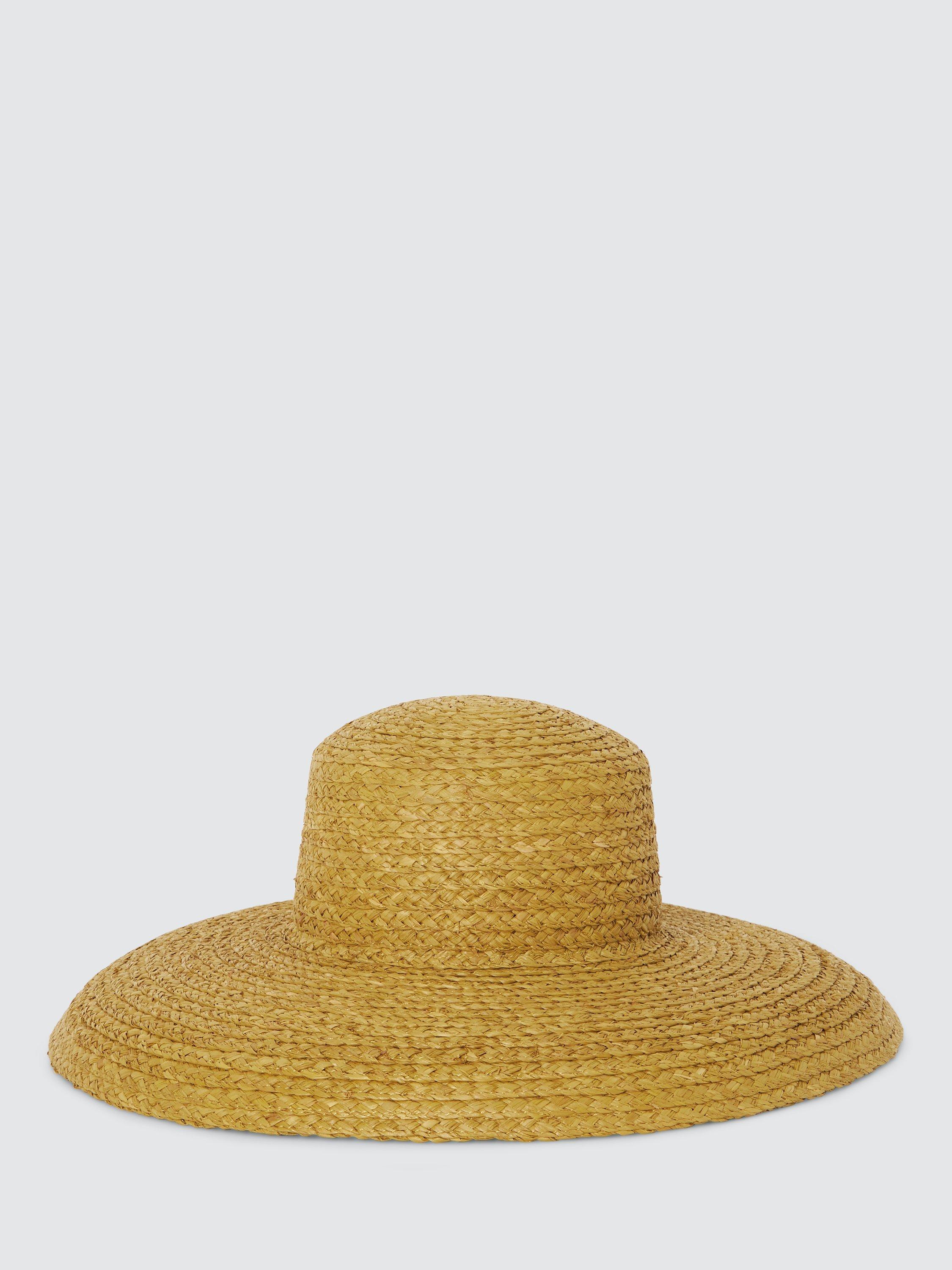 John Lewis Straw Raffia Downturn Hat, Green