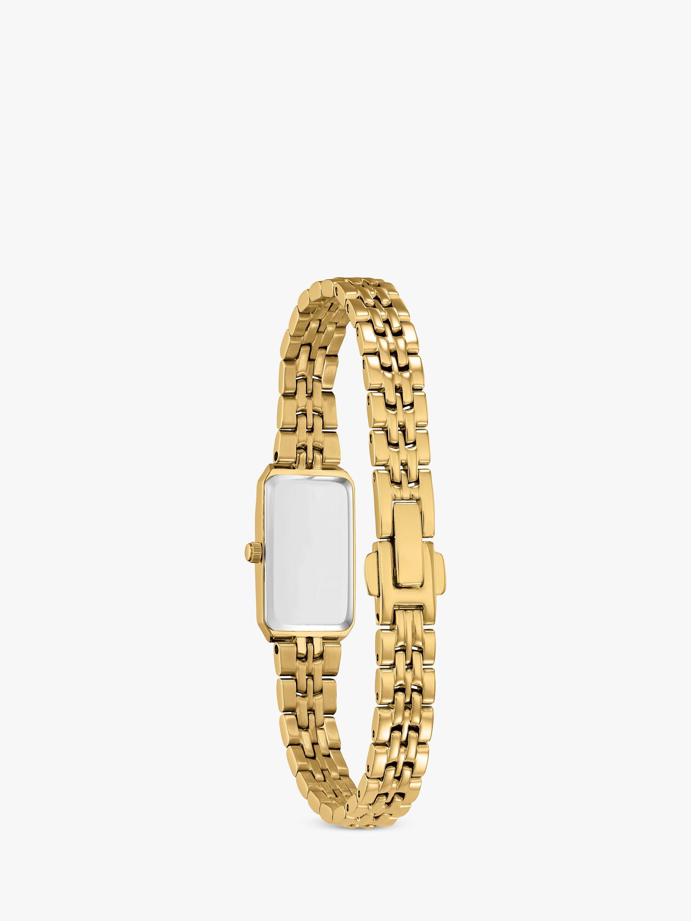 Product image 2 of 4, which shows Citizen EG2693-51P Women's Eco-Drive Rectangular Bracelet Strap Watch, Gold