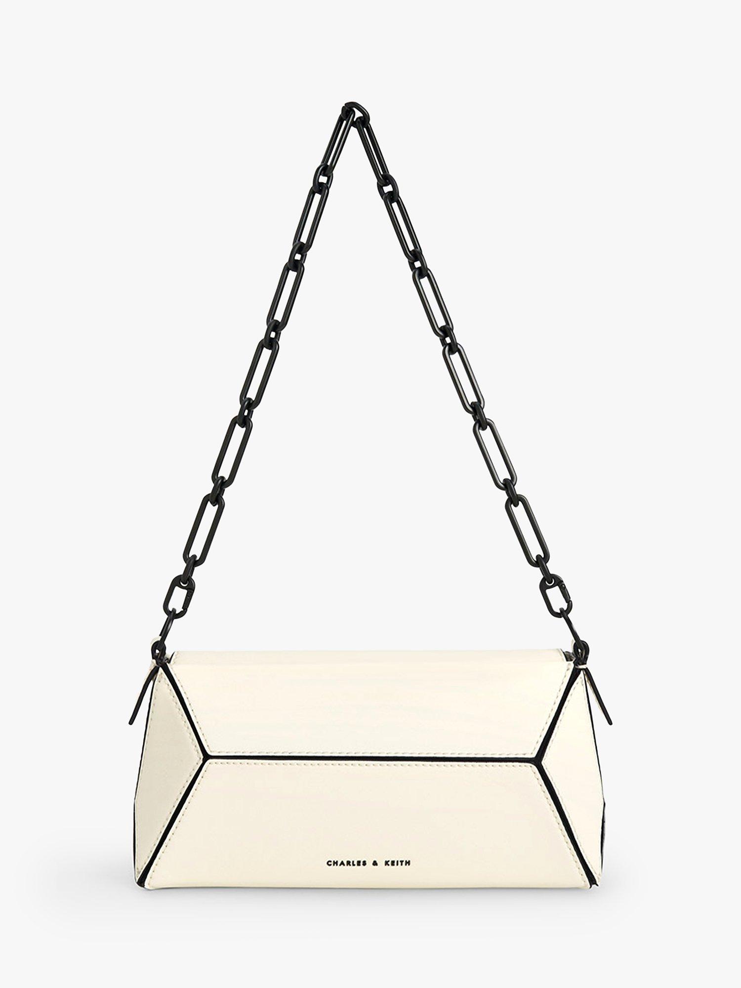 CHARLES & KEITH Nasrin Chain Strap Clutch Bag, White/Multi