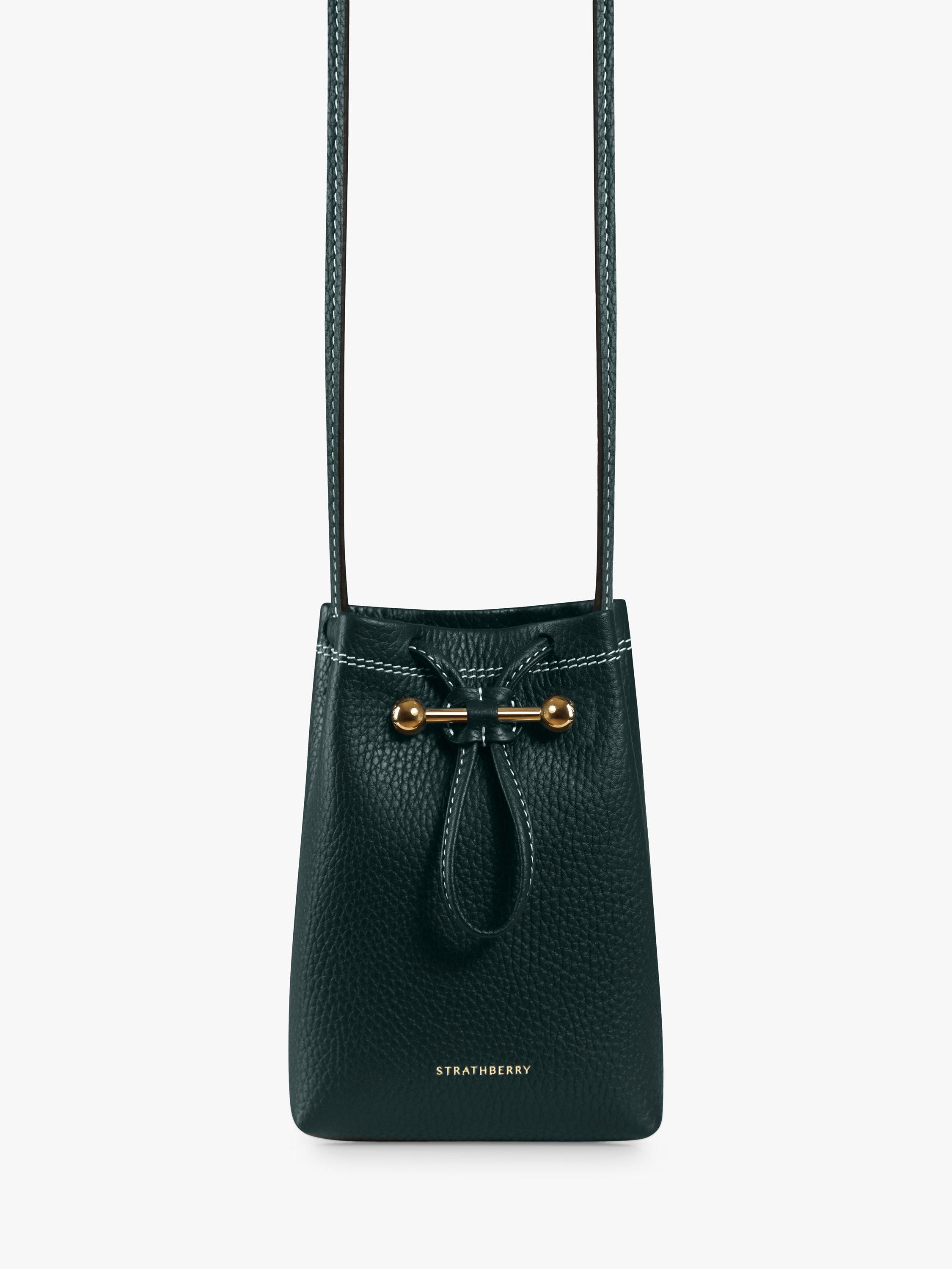 Strathberry Osette Leather Pouch Bag, Bottle Green