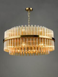 Där Imani 16 Glass Pendant Ceiling Light, Brass/Champagne